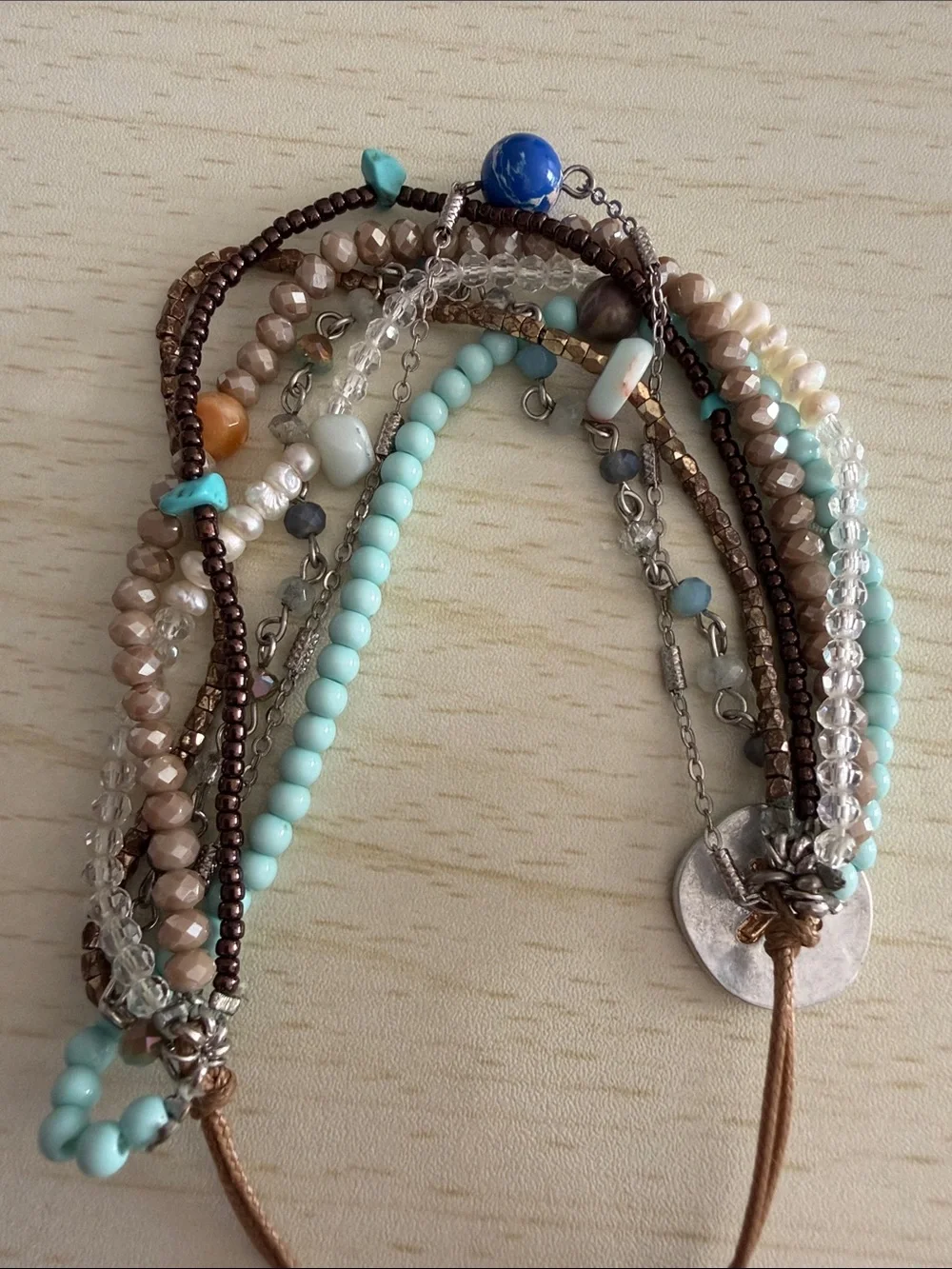Multi-Strand Turquoise & Gold Bead Wrap Bracelet
